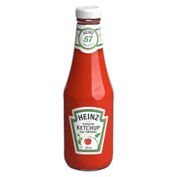 a standard bottle of ketchup